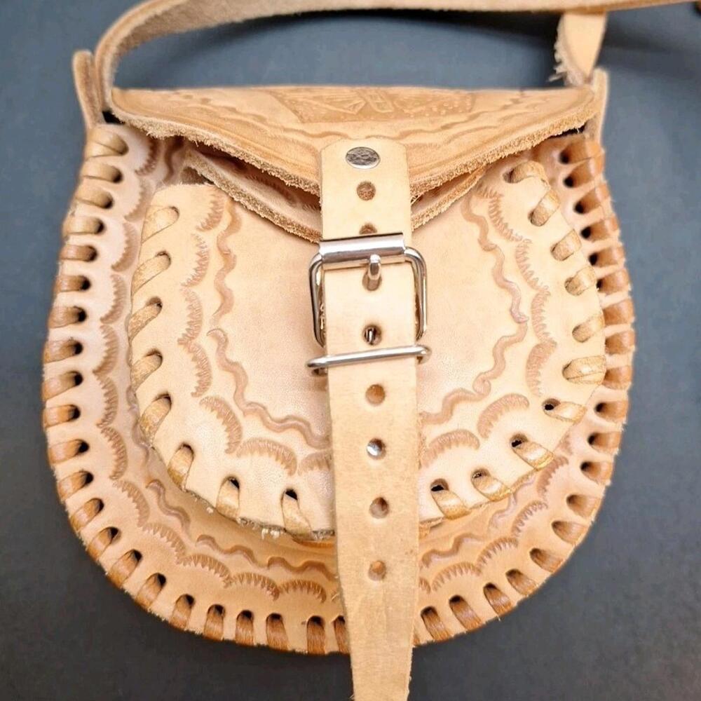 Crossbody Shoulder Saddlebag Artisan Tooled Rawhide Genuine Leather